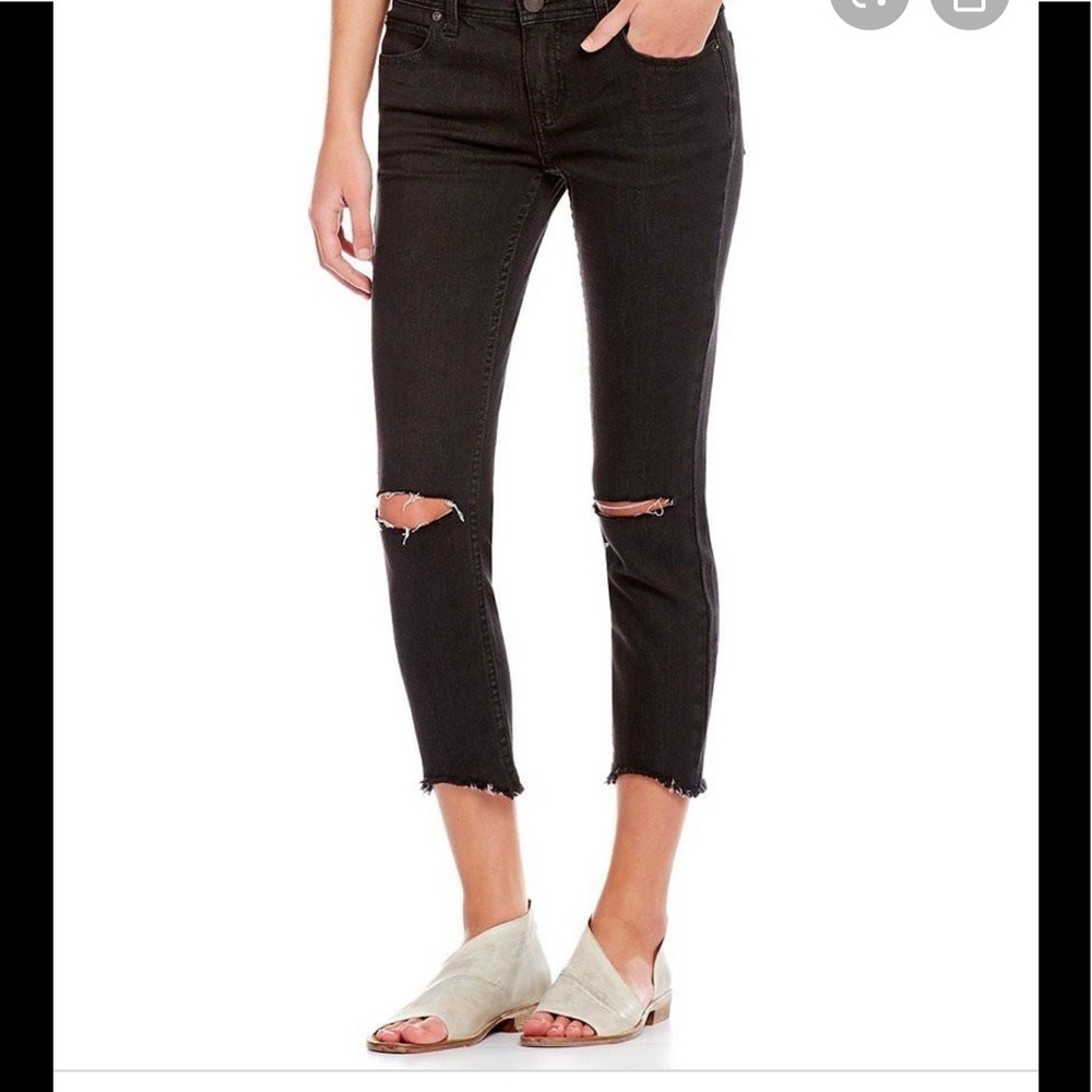 FREE PEOPLE CARBON frayed skinny jeans 24